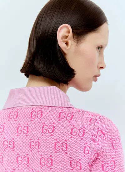 Shop Gucci Women Gg Wool Jacquard Knit Top In Pink
