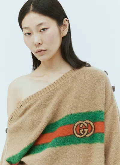 Shop Gucci Women Interlocking Gg Wool Mohair Sweater In Cream
