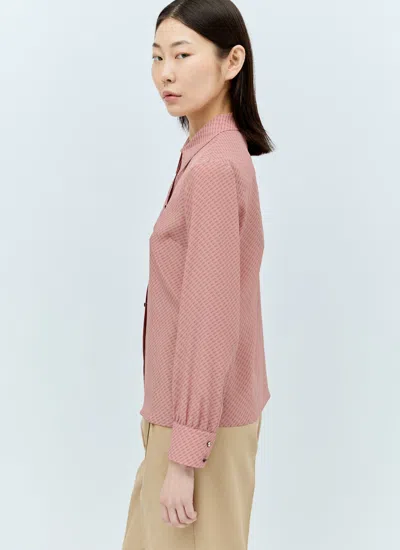 Shop Gucci Women Micro G Print Silk Shirt In Pink