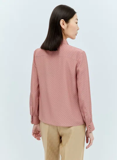 Shop Gucci Women Micro G Print Silk Shirt In Pink