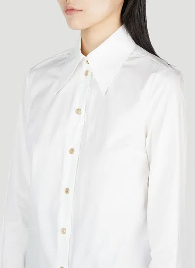 Shop Gucci Women Point Collar Shirt In White
