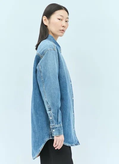 Shop Gucci Women Washed Organic Denim Shirt In Blue