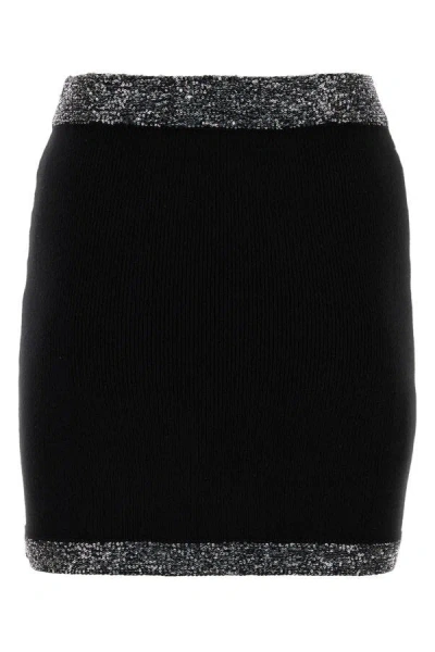 Shop Miu Miu Woman Black Stretch Cashmere Blend Mini Skirt