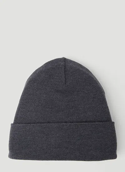 Shop Moncler Men Logo Patch Beanie Hat In Gray