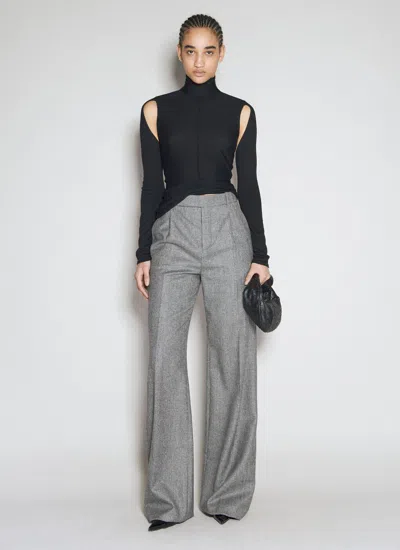 Shop Saint Laurent Women Prince Of Wales Flared Pants In Gray