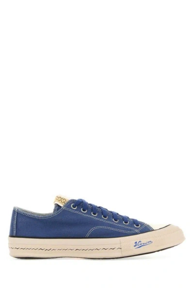 Shop Visvim Man Blue Canvas Skagway Sneakers