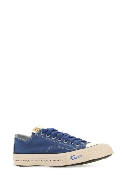 Shop Visvim Man Blue Canvas Skagway Sneakers
