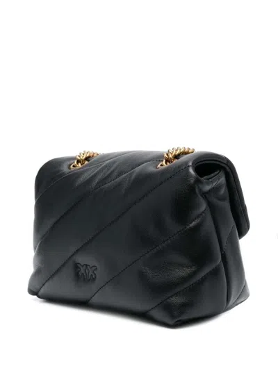 Shop Pinko Love Mini Puff Leather Crossbody Bag In Black