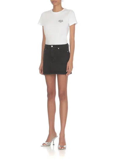 Shop Apc Black Five-pocket Mini-skirt In Cotton Blend Denim Woman
