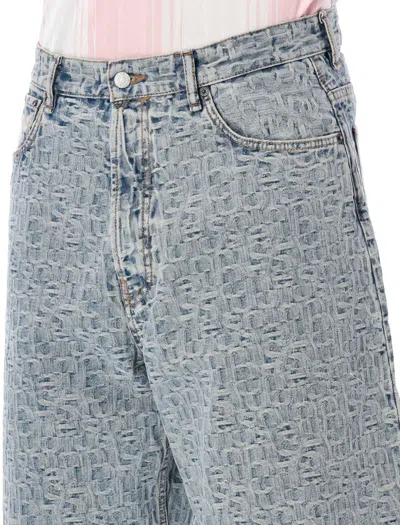 Shop Acne Studios Monogram Denim Shorts In Blue