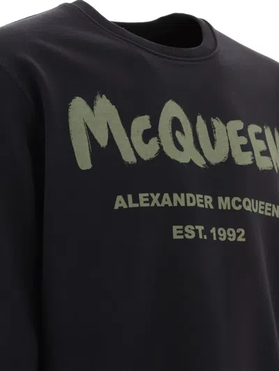 Shop Alexander Mcqueen "mcqueen Graffiti" Sweatshirt In Black
