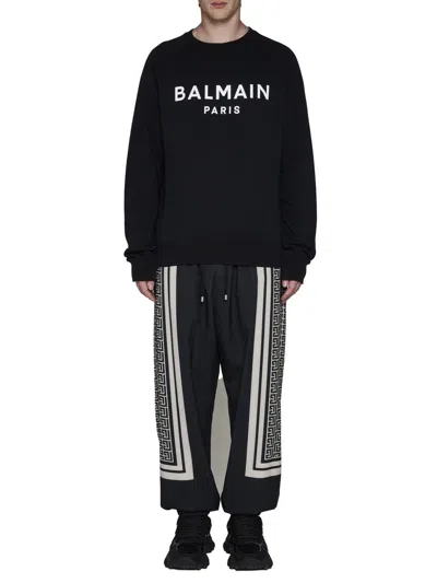 Shop Balmain Trousers In Noir/ivoire/noir
