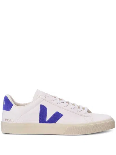 Shop Veja 'campo' White Low Top Sneakers With Vlogo Patch In Leather Man