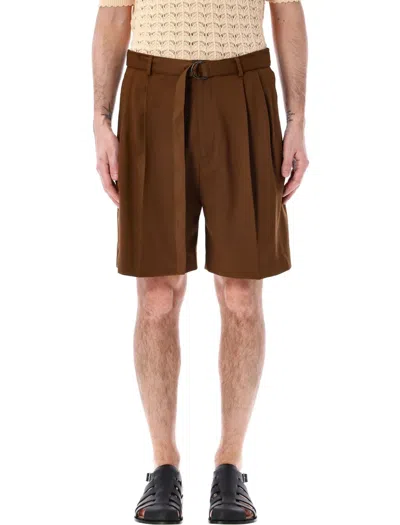 Shop Cmmn Swdn Marshall Pleated Shorts In Brown