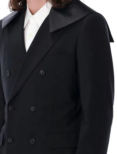 Shop Comme Des Garçons Homme Deux Comme Des Garçons Homme Plus Double-breasted Blazer With Satin Collar In Black
