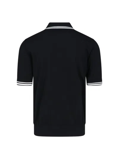 Dolce & Gabbana Logo-embroidered Polo T-shirt In Black