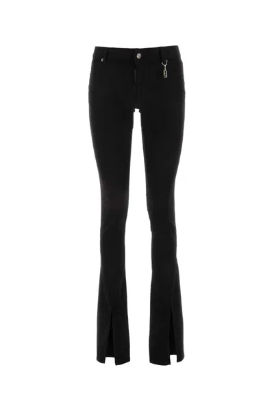 Dsquared2 Stretch Denim Jeans Trumpet With Ankle Slit 19cm In Black