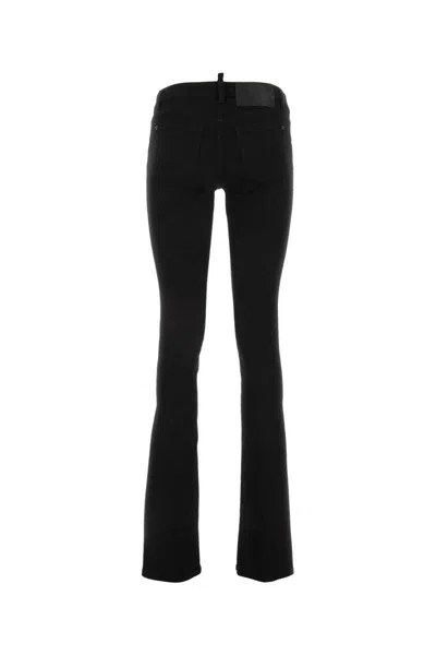 Dsquared2 Stretch Denim Jeans Trumpet With Ankle Slit 19cm In Black