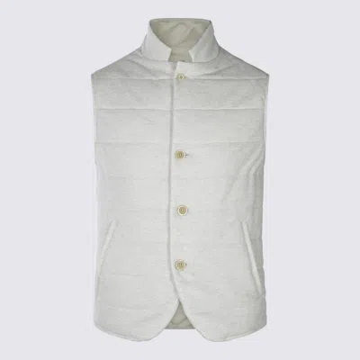Shop Eleventy Grey Cotton And Linen Down Jacket