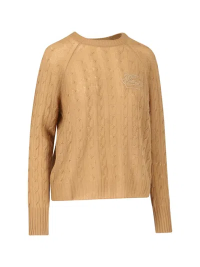 Etro Cable-knit Cashmere Sweater In Beige