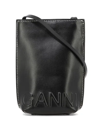Shop Ganni "small Banner" Crossbody Bag In Black