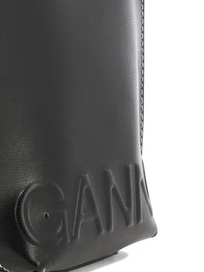Shop Ganni "small Banner" Crossbody Bag In Black