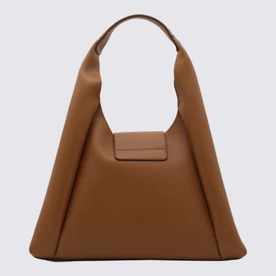 Shop Hogan Brown Textured Leather Hobo Medium Bag