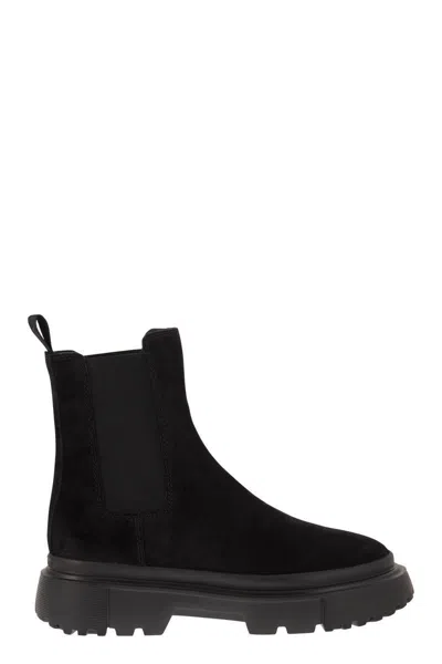 Shop Hogan Chelsea Boots  H629 In Black