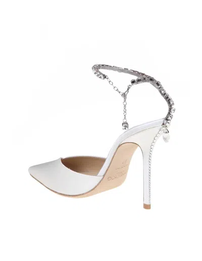 Shop Jimmy Choo Pumps In Satin Fabric In Ivory/crystal