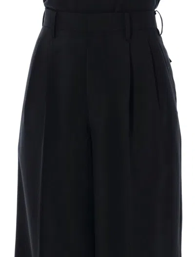 Shop Junya Watanabe High Waisted Pleated Pants In Black