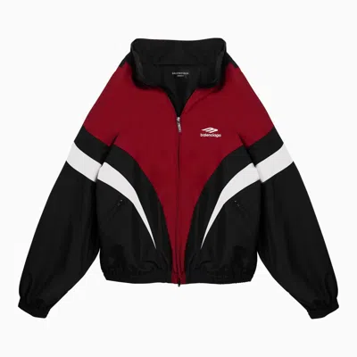 Shop Balenciaga Off Shoulder Tracksuit 3 B Sports Icon Black/red/white Jacket