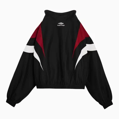 Shop Balenciaga Off Shoulder Tracksuit 3 B Sports Icon Black/red/white Jacket