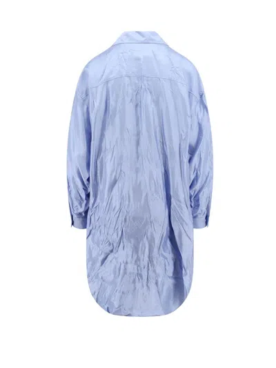 Shop Mm6 Maison Margiela Satin Shirt Dress In Clear Blue
