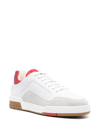 Moschino Contrasting Heel Leather Flatform Sneakers In Ivoire