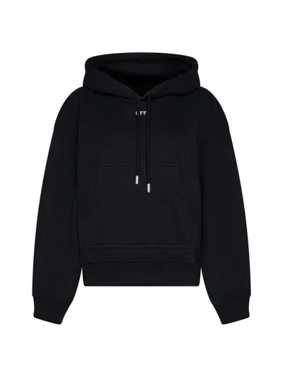 Off-white Off White Logo Cotton Hoodie In Black