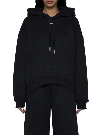 Off-white Off White Logo Cotton Hoodie In Black