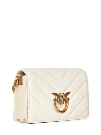 Shop Pinko White Leather Classic Love Click Shoulder Bag