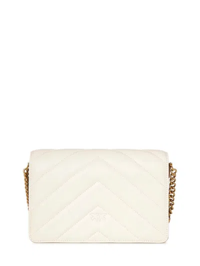 Shop Pinko White Leather Classic Love Click Shoulder Bag