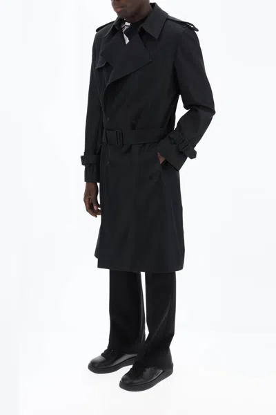 Shop Burberry Double Breasted Silk Blend Trench Coat