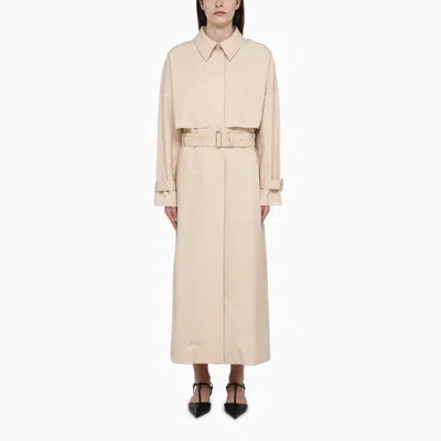 Shop Calvin Klein Beige Cotton Blend Trench Coat