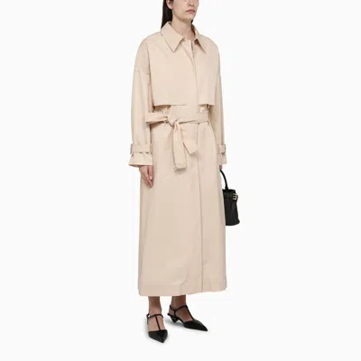 Shop Calvin Klein Beige Cotton Blend Trench Coat