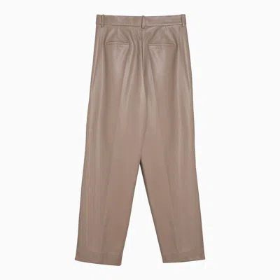 Shop Calvin Klein Beige Leatherette Trousers