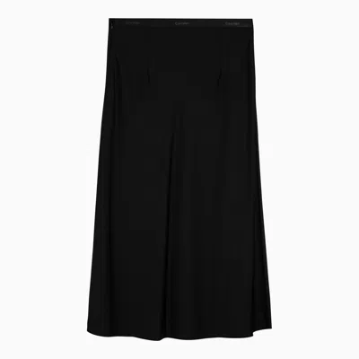 Shop Calvin Klein Black Midi Flared Skirt