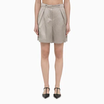 Shop Calvin Klein Sand Coloured Linen Blend Bermuda Shorts