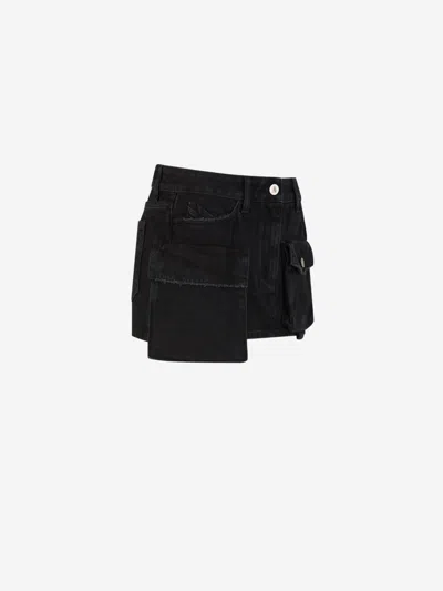 Shop Attico The  Mini Denim Skirt In Black