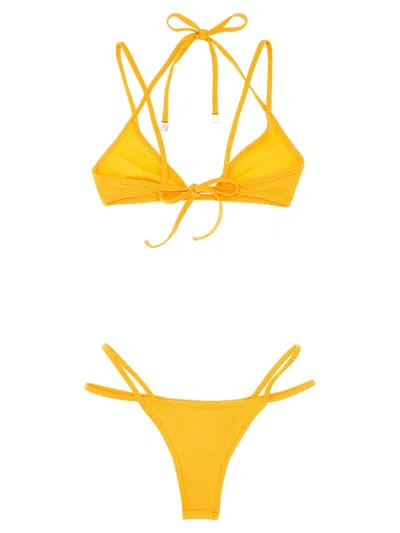 Shop Attico The  Ribbed Bikini In Yellow