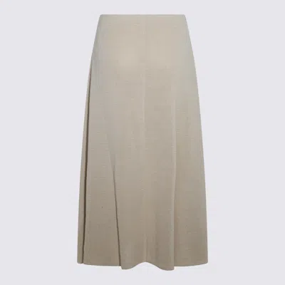 Shop The Row Beige Linen Skirt In Off-white