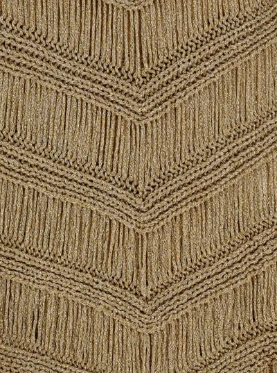 Shop Twinset Crocheted Lamé Cape In Golden
