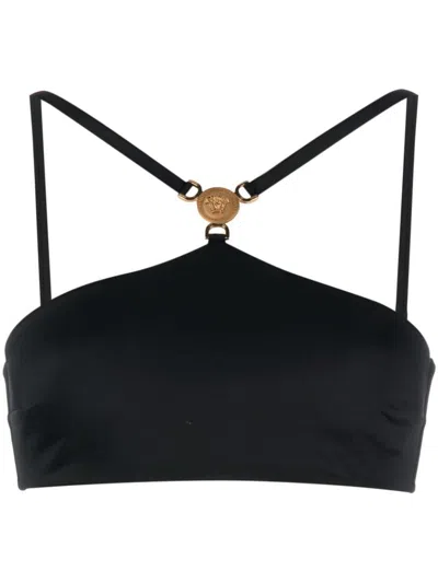 Shop Versace Bandeau Bikini Top In Black