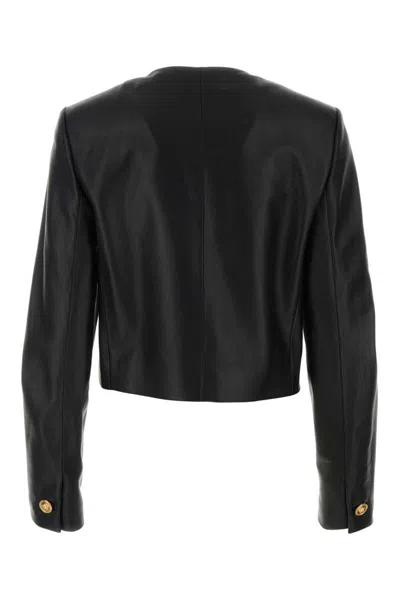 Shop Versace Leather Jackets In Black
